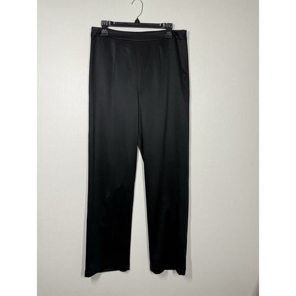 Misook Straight-Leg Satin Pants Black Size Small New‎ Shiny Flowy Size Zip - Picture 1 of 15